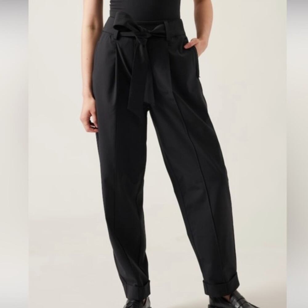 Athleta Cardiff Pants in Black High Rise Tie Waist
